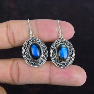 Labradorite Earrings: Handmade 925 Sterling Silver Gemstone Jewelry