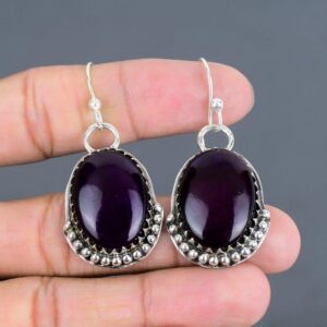 Handmade Purple Labradorite Earrings: Sterling Silver Boho Jewelry