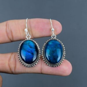 Neon Flash Labradorite Earrings: Handmade 925 Sterling Silver Jewelry
