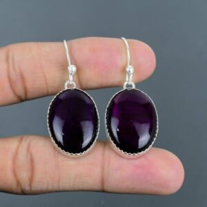 Purple Labradorite Earrings: Handmade 925 Sterling Silver Antique Jewelry
