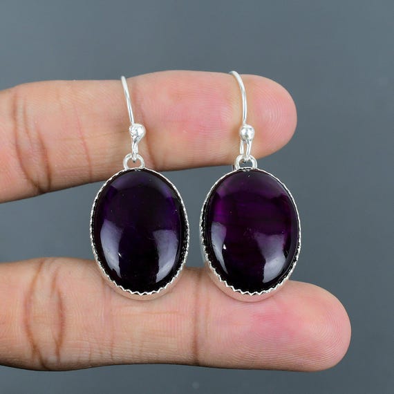 Purple Labradorite Earrings: Handmade 925 Sterling Silver Antique Jewelry Purple Labradorite Earrings: Handmade 925 Sterling Silver Antique Jewelry