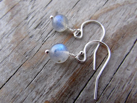 Rainbow Flash Labradorite Earrings: Sterling Silver Dangle Earrings