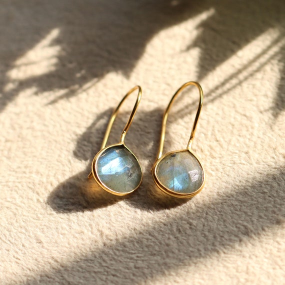 Teardrop Labradorite Earrings: 925 Sterling Silver Dangle Earrings