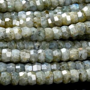 11x7MM Natural Labradorite Gemstone Faceted Rondelle Loose Beads BULK LOT 1,2 and (S19)