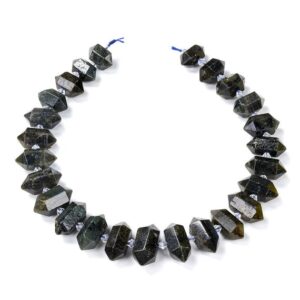 27x12-22x11MM Natural Black Labradorite Gemstone Gradated Center Drilled Faceted Points Beads 15.5 inch Full Strand BULK LOT(80016547-S17)
