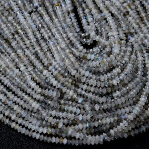 3X2MM Natural Labradorite Gemstone Grade AA Bicone Faceted Rondelle Saucer Beads 15 inch Full Strand BULK LOT 1,2,6,12 and 50 (80009454-P34)