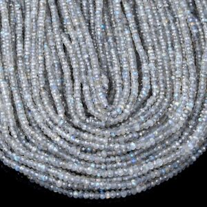 3X2MM Natural Labradorite Gemstone Grade AAA Micro Faceted Rondelle Beads 15 inch Full Strand BULK LOT 1,2,6,12 and 50 (80016390-P61)