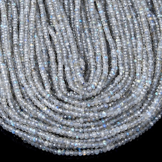 3x2mm Natural Labradorite Gemstone Grade Aaa Micro Faceted Rondelle Beads 15 Inch Full Strand Bulk Lot 1,2,6,12 And 50 (80016390-p61)