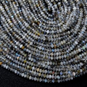 3X2MM Natural Labradorite Gemstone Grade A Bicone Faceted Rondelle Saucer Beads 15 inch Full Strand BULK LOT 1,2,6,12 and 50 (80009453-P34)