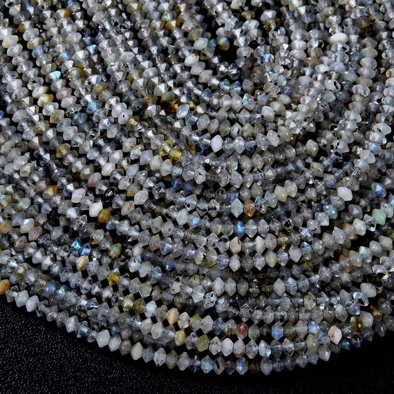3x2mm Natural Labradorite Gemstone Grade A Bicone Faceted Rondelle Saucer Beads 15 Inch Full Strand Bulk Lot 1,2,6,12 And 50 (80009453-p34)