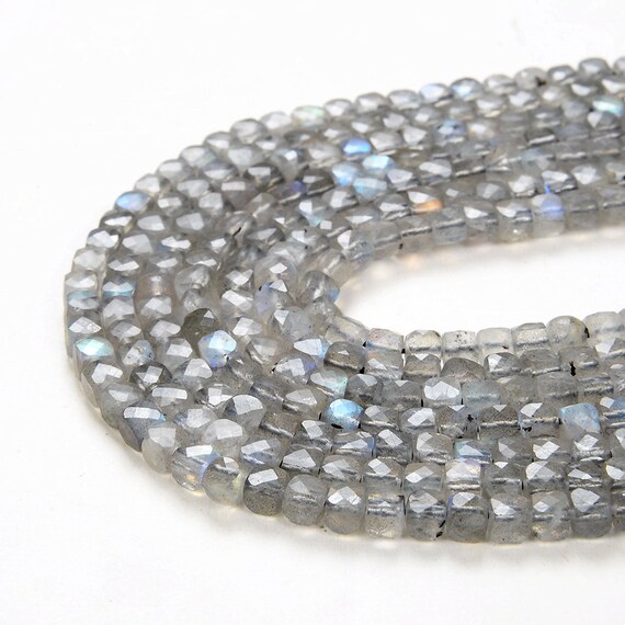 4mm  Labradorite Gemstone Grade Aaa Micro Faceted Square Cube Loose Beads Bulk Lot 1,2,6,12 And 50 (p5)