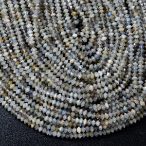 4X2MM Natural Labradorite Gemstone Grade A Bicone Faceted Rondelle Saucer Beads 15.5 inch Full Strand BULK LOT (80009456-P34)