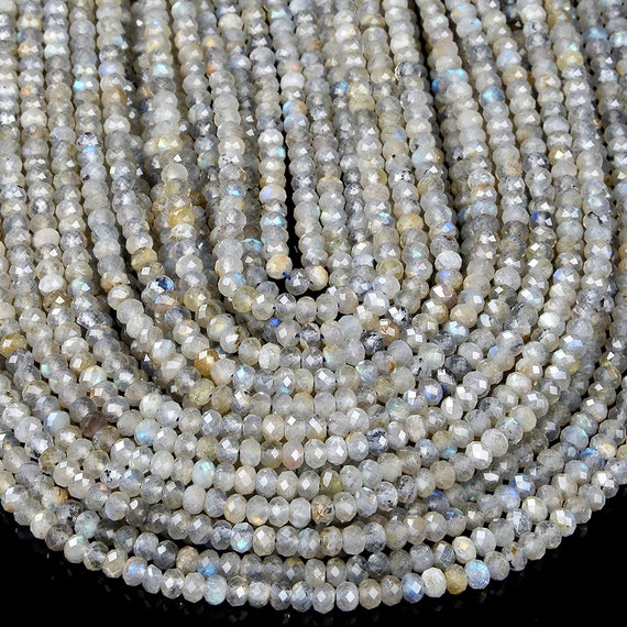 4x3mm Natural Labradorite Gemstone Grade A Micro Faceted Rondelle Beads 15 Inch Full Strand Bulk Lot 1,2,6,12 And 50 (80016396-p62)