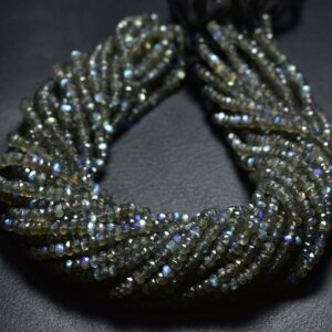 Beautiful Labradorite Rondelle Beads - 13.5 inches - Natural Faceted Blue Flash Labradorite Rondelle - Size is 4.5 mm #815