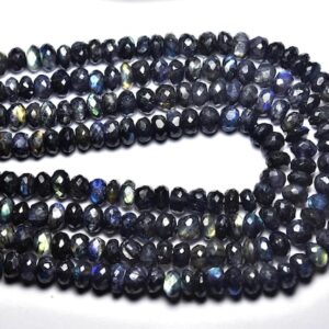 Dark LABRADORITE Rondelle Beads - 8 Inches - Natural Faceted Multi Flashes Labradorite Rondelles - Size is - 6 mm #2327