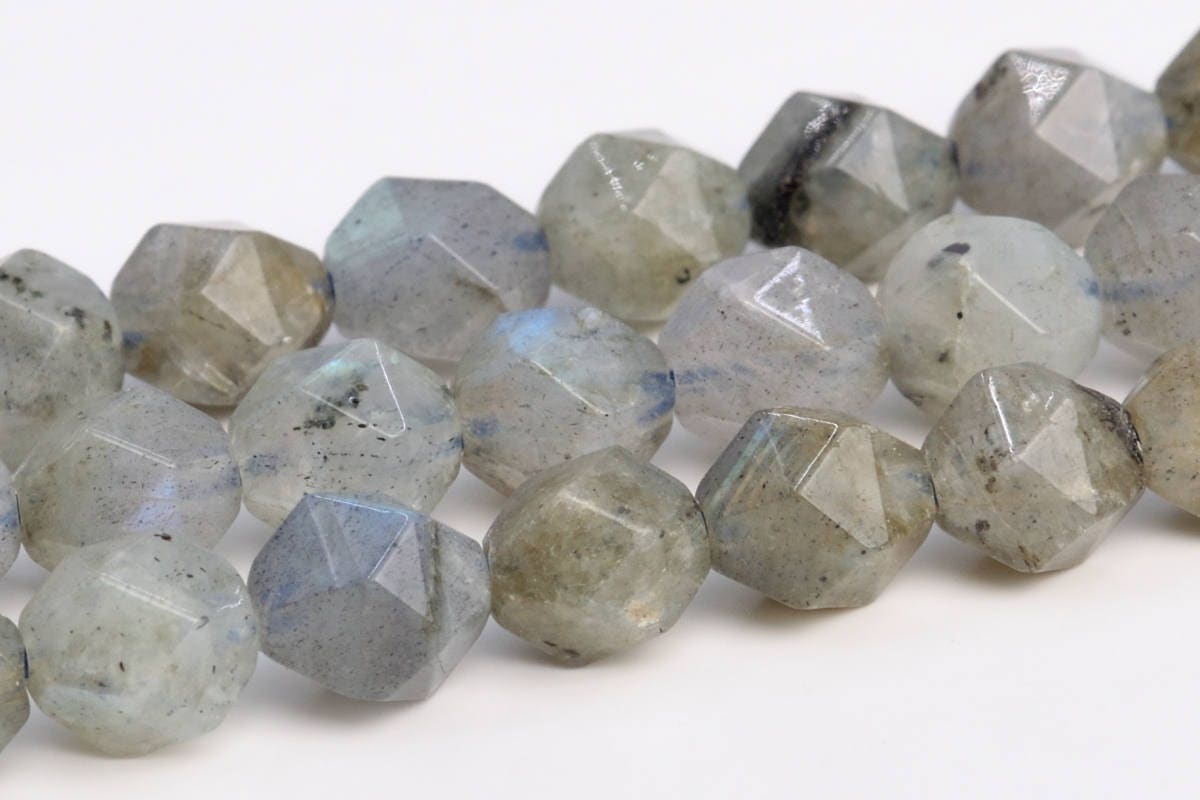Light Gray Labradorite Beads Star Cut Faceted Grade A Genuine Natural Gemstone Loose Beads 6mm 8mm 10mm Bulk Lot Options