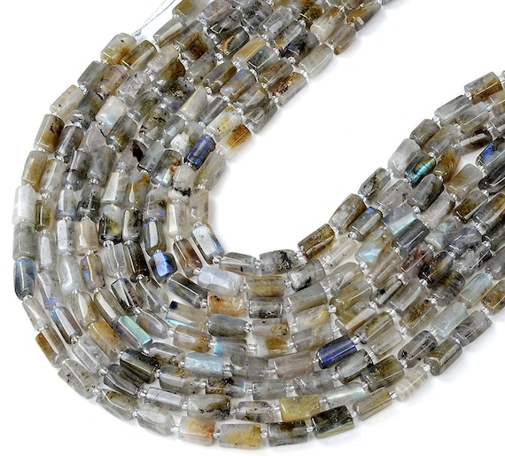 Natural Labradorite Gemstone 12x8mm Faceted Cylinder Round Tube Loose Beadsbulk Lot 1,2,6,12 And 50 (d464)