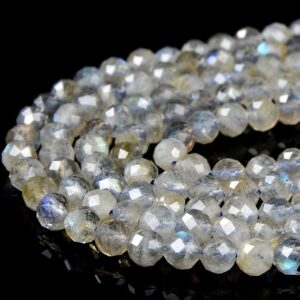 Natural Labradorite Gemstone Grade AA Micro Faceted Round 2MM 3MM 4MM Loose Beads BULK LOT 1,2,6,12 and 50 (P69)