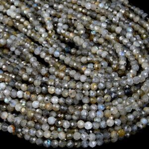 Natural Labradorite Gemstone Grade A Micro Faceted Round 2MM 3MM 4MM Loose Beads BULK LOT 1,2,6,12 and 50 (P11)