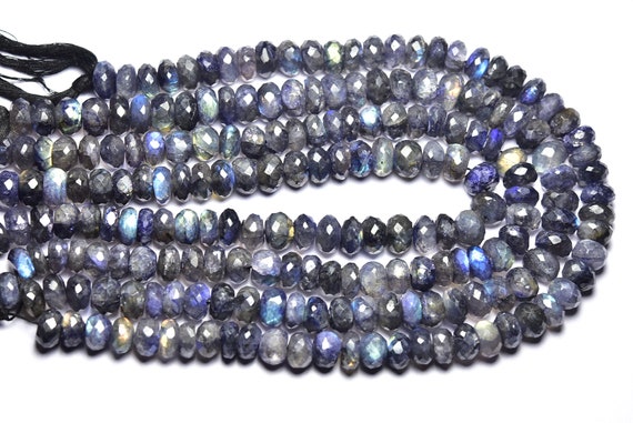 Labradorite Rondelle Beads - 10.5 Inches - Natural Faceted Blue Flashes Labradorite Rondelle - Size Is  8 - 8.5 Mm #2641