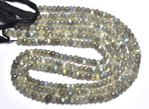 Labradorite Rondelle Beads - 13 Inches - Natural Labradorite Faceted Rondelles,wholesale Price - Size Is 4.5 - 5 Mm #48
