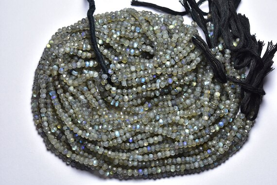 Labradorite Rondelle Beads - 13 Inches - Natural Beautiful Micro Cut Faceted Labradorite Rondelle - Size Is 4 Mm #1642 Labradorite Rondelle Beads - 13 Inches - Natural Beautiful Micro Cut Faceted Labradorite Rondelle - Size Is 4 Mm #1642