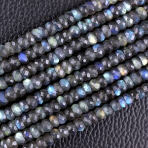 Faceted Labradorite Rondelle Beads: Natural Gemstone Strand (5.5-6 MM)