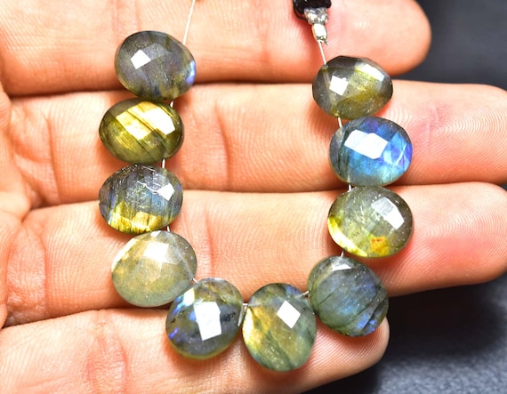 Multi Fire Labradorite Oval Briolettes Beads - 10 Pcs - Natural Faceted Labradorite Oval Briolettes Pairs - Size Is 10x12 Mm #2301