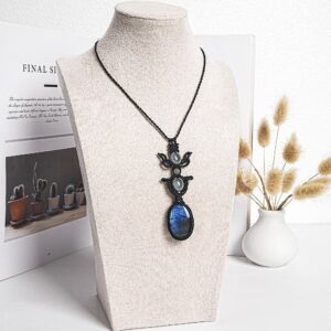 Blue Flash Labradorite Macrame Necklace Genuine Natural Grade Aaa Labradorite Necklace Gemstone Neckalce(95936) Blue Flash Labradorite Macrame Necklace Genuine Natural Grade Aaa Labradorite Necklace Gemstone Neckalce(95936)