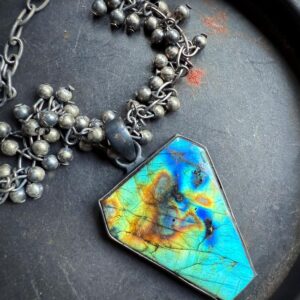 Labradorite Necklace, Coffin Necklace, Statement Necklace