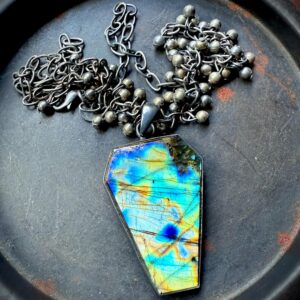 Labradorite Necklace, Coffin Necklace, Statement Necklace