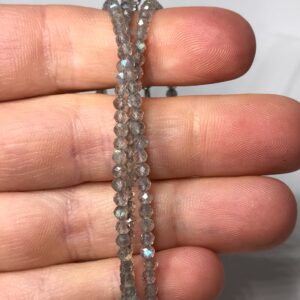 Dainty Labradorite Necklace - Sterling Silver, Faceted Bead Strand