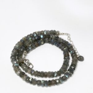 Flashy! Labradorite Beaded Strand - Sterling Silver - Faceted Labradorite Beads Necklace, Healing Crystal Necklace Magic Stone Manifestation