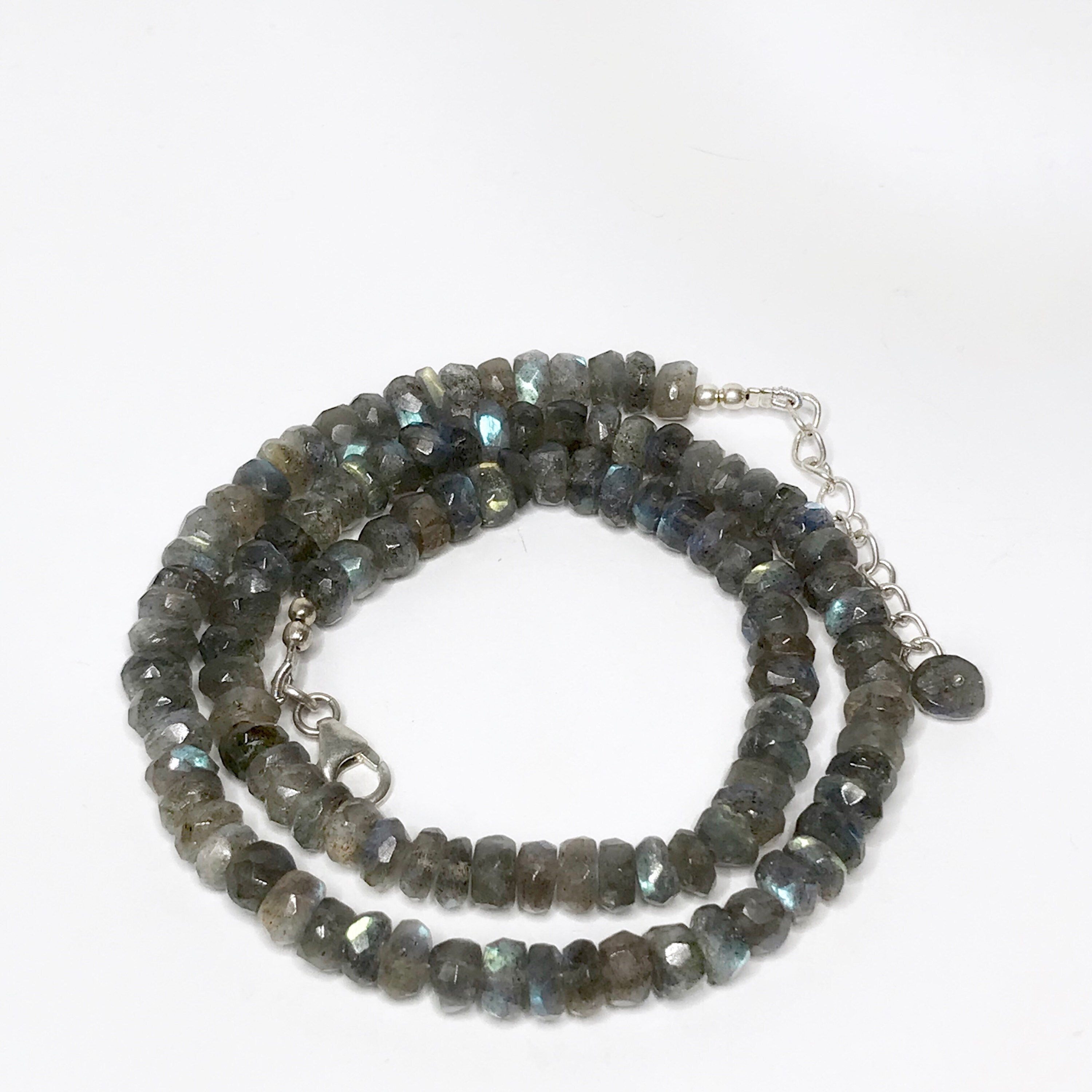 Flashy! Labradorite Beaded Strand - Sterling Silver - Faceted Labradorite Beads Necklace, Healing Crystal Necklace Magic Stone Manifestation Flashy! Labradorite Beaded Strand - Sterling Silver - Faceted Labradorite Beads Necklace, Healing Crystal Necklace Magic Stone Manifestation