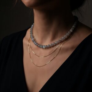 Labradorite Gemstone Beaded Necklace · Gold Semi Precious Choker for Women · Round Knotted Stone Necklace · Handmade Labradorite Necklace
