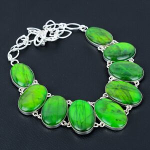 Green Fire Labradorite Necklace: Handmade 925 Sterling Silver Adjustable Chain