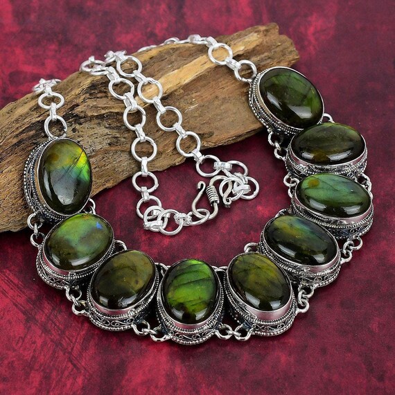 Green Flash Labradorite Necklace 925 Sterling Silver Jewelry Natural Gemstone Jewelry Adjustable Chain Handmade Necklace Engagement Gifts Green Flash Labradorite Necklace 925 Sterling Silver Jewelry Natural Gemstone Jewelry Adjustable Chain Handmade Necklace Engagement Gifts
