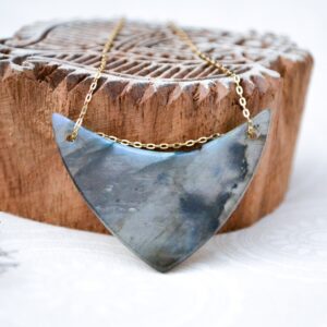 Genstone Necklace: Blue Labradorite, Large Gemstone Pendant, Sterling Silver or Gold-Fill