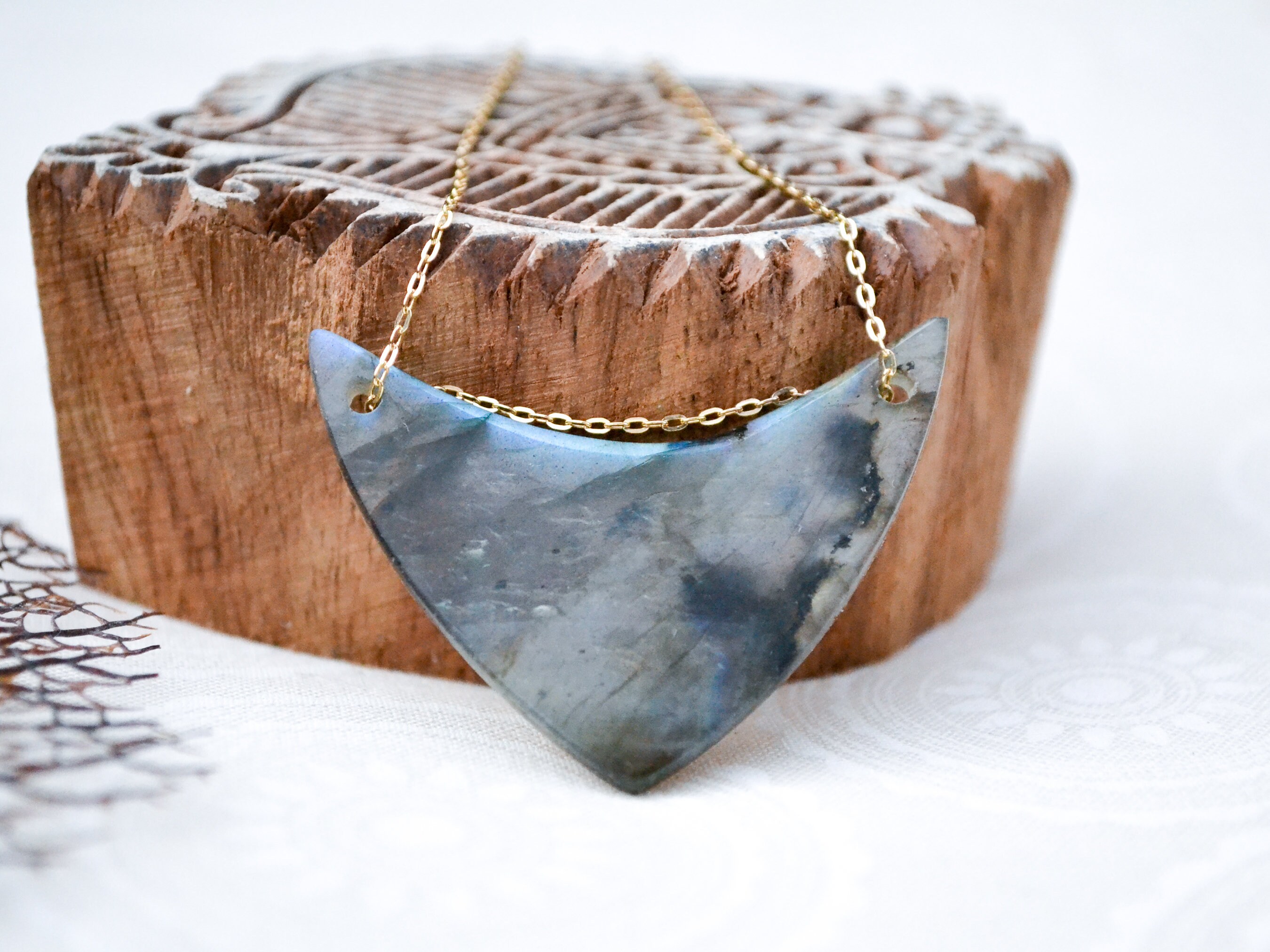 Genstone Necklace: Blue Labradorite, Large Gemstone Pendant, Sterling Silver Or Gold-fill