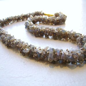 Handmade Labradorite Necklace: Chunky Gemstone Beaded Statement Jewelry