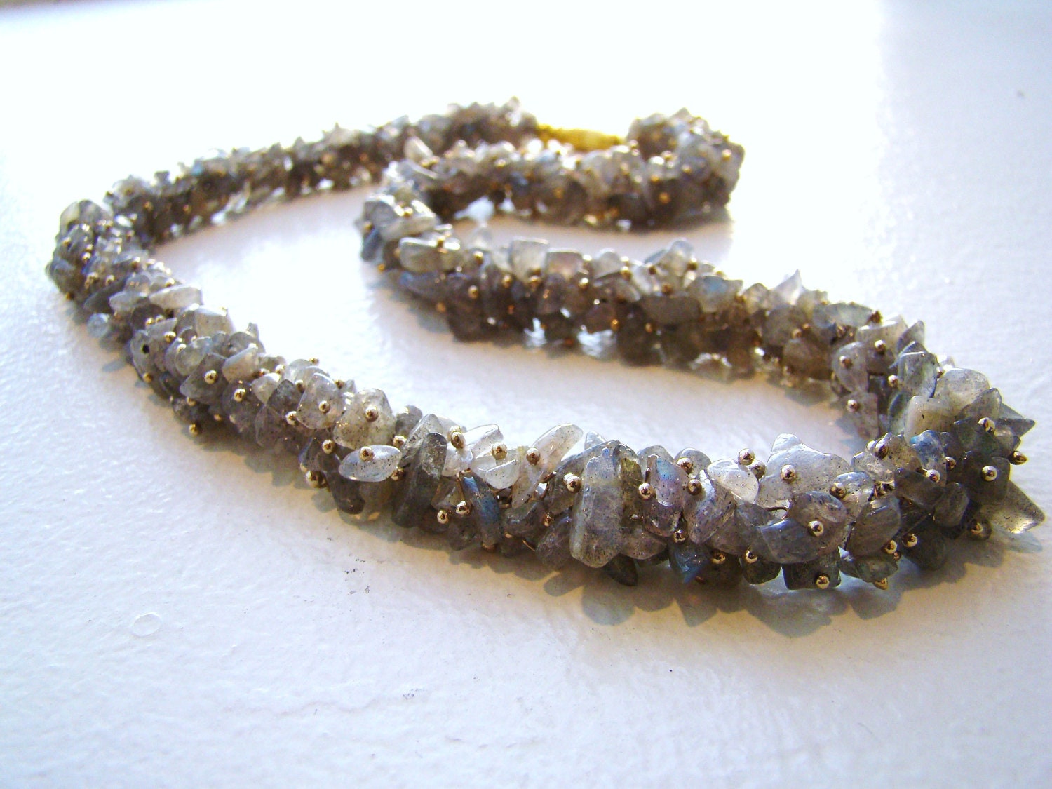 Handmade Labradorite Necklace: Chunky Gemstone Beaded Statement Jewelry Handmade Labradorite Necklace: Chunky Gemstone Beaded Statement Jewelry