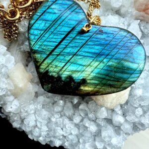 Labradorite Necklace, Heart Necklace, Gold Necklace, Gift For Her