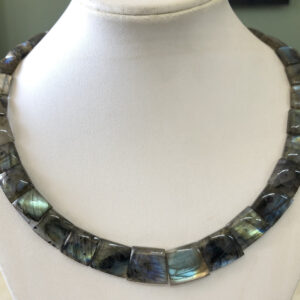 Natural Labradorite Layout Necklace, Bib Necklace, Cleopatra Necklace, Graduated Collar Necklace, 13" 11x12mm To 15x19mm 30 Pieces, GDS1909