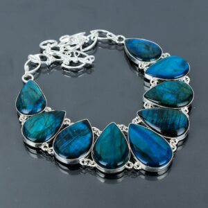 Neon Flash Labradorite Necklace: Handmade 925 Sterling Silver, Adjustable