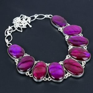 Purple Fire Labradorite Necklace: Handmade 925 Sterling Silver, Adjustable