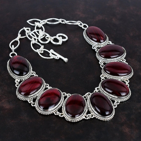 Red Fire Labradorite Necklace: Handmade 925 Sterling Silver Ethnic Jewelry Red Fire Labradorite Necklace: Handmade 925 Sterling Silver Ethnic Jewelry
