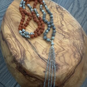 Rudraksha Labradorite 108 Mala Necklace Japa Prayer Beads Boho Knotted