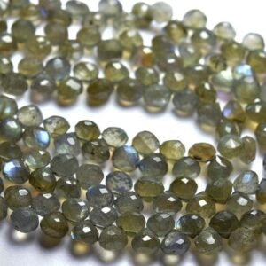 10 Inches - Natural Beautiful Faceted Labradorite Onion Briolettes - Size Is 7-7.5 Mm #1524