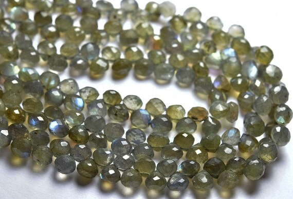 10 Inches - Natural Beautiful Faceted Labradorite Onion Briolettes - Size Is 7-7.5 Mm #1524