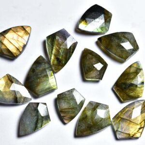 10 Pcs,natural Beautiful Labradorite Faceted Tie Shape Side Drilled Briolettes,size Is 11x14-12x18mm #1002